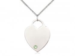  Small Heart Neck Medal/Pendant w/Peridot Stone Only for August 