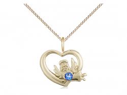  Heart/Guardian Angel Neck Medal/Pendant w/Sapphire Stone Only for September 