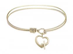  Cross/Heart Charm Bangle Bracelet 