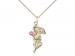  Guardian Angel Neck Medal/Pendant w/Rose Stone Only for October 