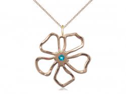  Five Petal Flower Neck Medal/Pendant w/Zircon Stone Only for December 