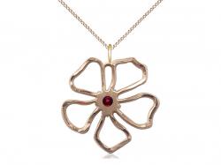  Five Petal Flower Neck Medal/Pendant w/Garnet Stone Only for January 