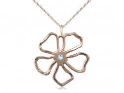  Five Petal Flower Neck Medal/Pendant w/Aqua Stone Only for March 