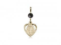  Miraculous Heart Neck Medal/Pendant Only w/Bead - Black 