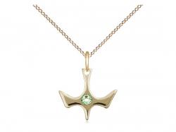  Holy Spirit Neck Medal/Pendant w/Peridot Stone for August 