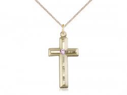  Cross Neck Medal/Pendant w/Light Amethyst Stone Only for June 