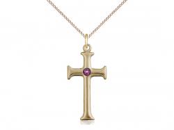  Cross Neck Medal/Pendant w/Amethyst Stone Only for February 