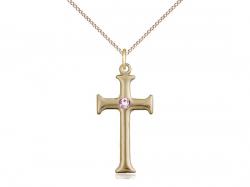  Cross Neck Medal/Pendant w/Light Amethyst Stone Only for June 