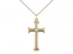  Cross Neck Medal/Pendant w/Peridot Stone Only for August 