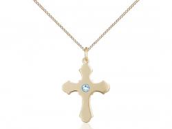  Cross Neck Medal/Pendant w/Aqua Stone Only for March 