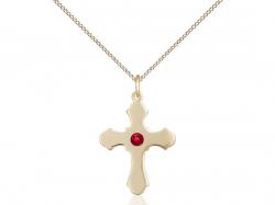  Cross Neck Medal/Pendant w/Ruby Stone Only for July 