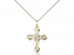  Cross Neck Medal/Pendant w/Light Amethyst Stone Only for June 