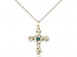  Cross Neck Medal/Pendant w/Emerald Stone Only for May 