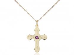  Cross Neck Medal/Pendant w/Amethyst Stone Only for February 