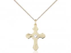  Cross Neck Medal/Pendant w/Crystal Stone Only for April 