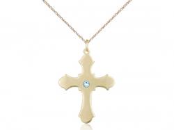  Cross Neck Medal/Pendant w/Aqua Stone Only for March 