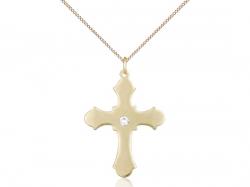  Cross Neck Medal/Pendant w/Crystal Stone Only for April 