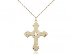  Cross Neck Medal/Pendant w/Crystal Stone Only for April 