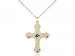  Cross Neck Medal/Pendant w/Emerald Stone Only for May 