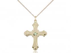  Cross Neck Medal/Pendant w/Peridot Stone Only for August 