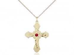  Cross Neck Medal/Pendant w/Ruby Stone Only for July 