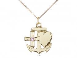  Faith, Hope & Charity Neck Medal/Pendant w/Light Amethyst Stone Only for June 