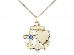  Faith, Hope & Charity Neck Medal/Pendant w/Sapphire Stone Only for September 