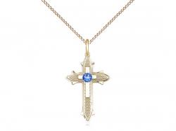  Cross on Cross Neck Medal/Pendant w/Sapphire Only for September 