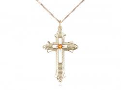  Cross on Cross Neck Medal/Pendant w/Topaz Stone Only for November 