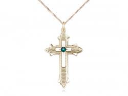  Cross on Cross Neck Medal/Pendant w/Emerald Stone Only for May 