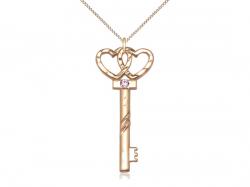  Key w/Double Hearts Neck Medal/Pendant w/Light Amethyst Stone Only for June 