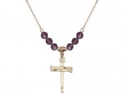  Nail Cross Medal Birthstone Necklace Available in 15 Colors 