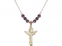  Trinity Crucifix Medal Birthstone Necklace Available in 15 Colors 