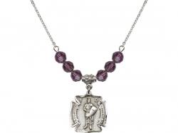  St. Florian Medal Birthstone Necklace Available in 15 Colors 