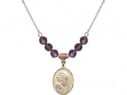  Madonna & Child Medal Birthstone Necklace Available in 15 Colors 