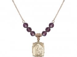  St. Cecilia Medal Birthstone Necklace Available in 15 Colors 