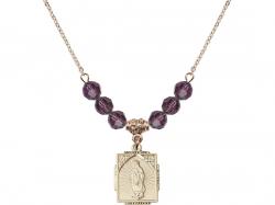  O/L of Guadalupe Medal Birthstone Necklace Available in 15 Colors 