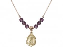  St. Christopher Medal Birthstone Necklace Available in 15 Colors 