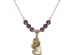  Madonna & Child Medal Birthstone Necklace Available in 15 Colors 