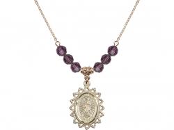  O/L of Guadalupe Medal Birthstone Necklace Available in 15 Colors 