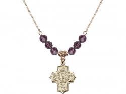  Communion/5-Way Medal Birthstone Necklace Available in 15 Colors 