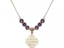  Jerusalem Cross Medal Birthstone Necklace Available in 15 Colors 