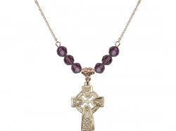  Celtic Cross Medal Birthstone Necklace Available in 15 Colors 