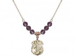  St. Michael the Archangel Medal Birthstone Necklace Available in 15 Colors 