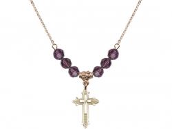  Cross on Cross Medal Birthstone Necklace Available in 15 Colors 