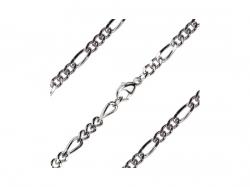  Sterling Silver - Rhodium Finished Heavy Figaro Chain with Lobster Claw - Carded 