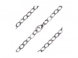  Sterling Silver - Rhodium Finished Open Cable Flat Chain with Lobster Claw - Carded 