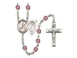  St. Sebastian/Track & Field Centre w/Fire Polished Bead Rosary in 12 Colors 