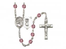  St. Christopher/Motorcycle Centre w/Fire Polished Bead Rosary in 12 Colors 