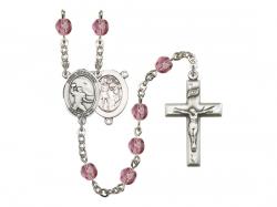  St. Sebastian/Football Centre w/Fire Polished Bead Rosary in 12 Colors 